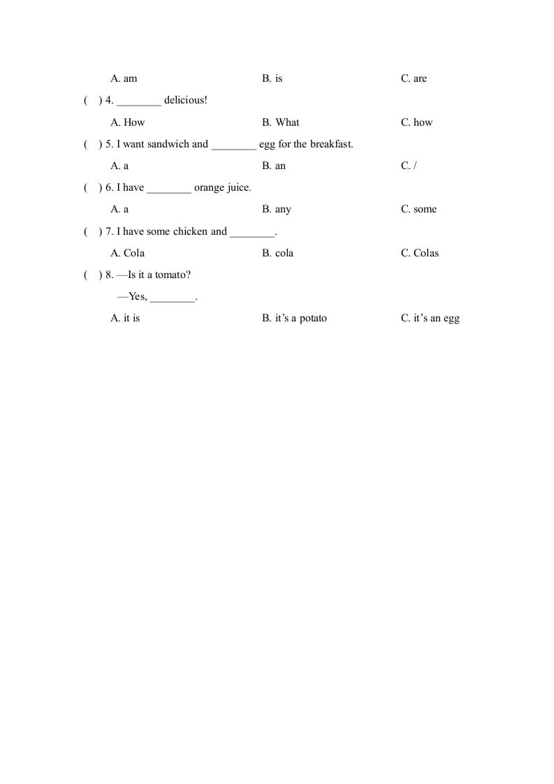 图片[2]-三年级英语上册Unit3_Lesson3课时训练（人教版一起点）-学习资料站