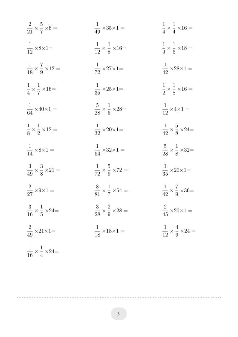 图片[3]-六年级数学上册▲口算题（分数与整数连乘）连打版（人教版）-学习资料站