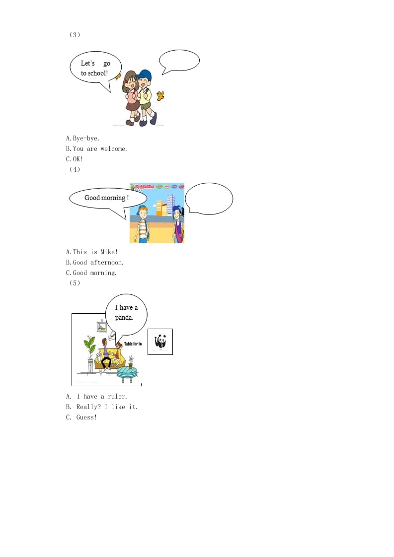 图片[3]-三年级英语上册期末测试卷1（人教PEP）-学习资料站