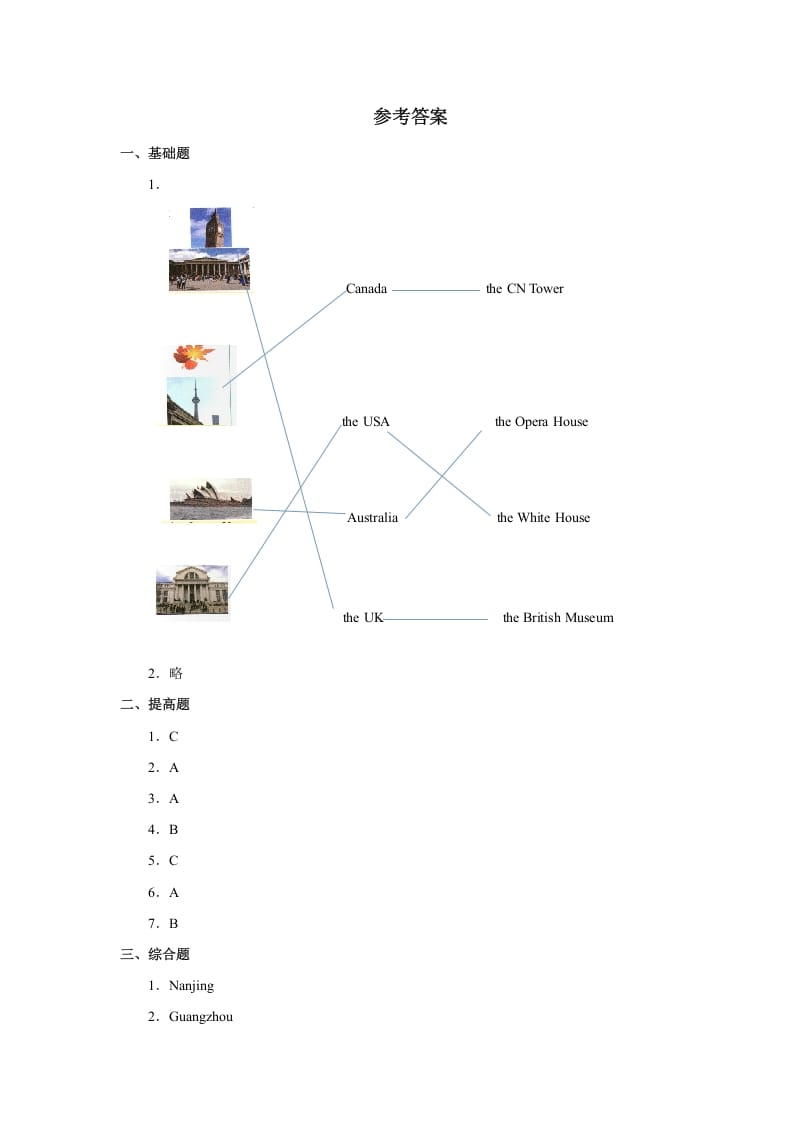 图片[3]-六年级英语上册Unit2习题——第一课时（人教版一起点）-学习资料站