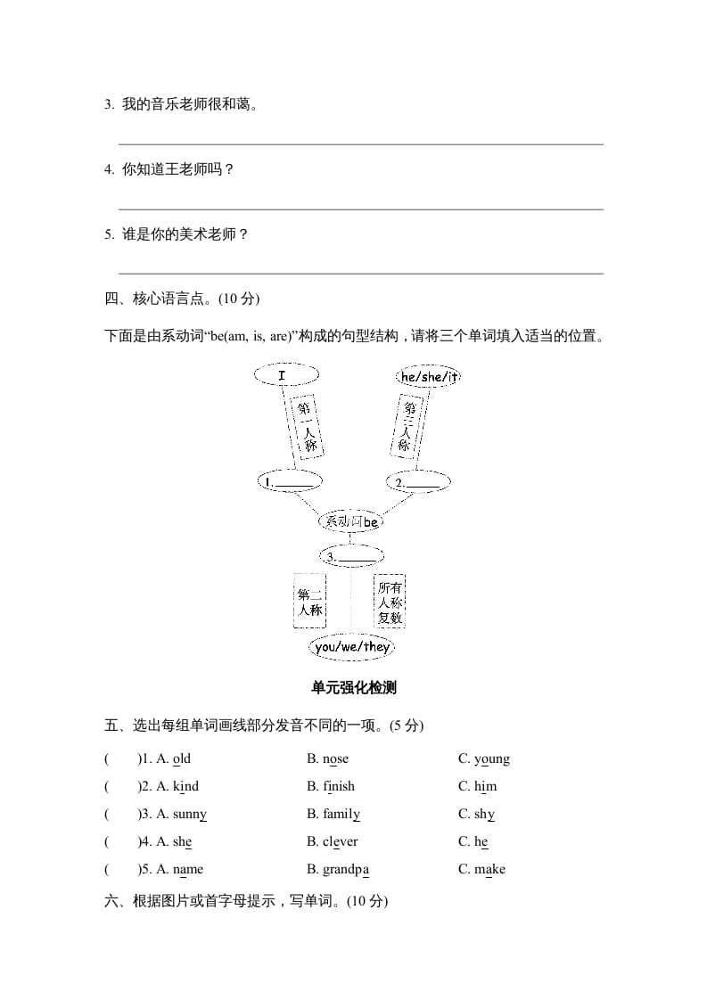 图片[2]-五年级英语上册Unit1单元知识梳理卷（人教版PEP）-学习资料站