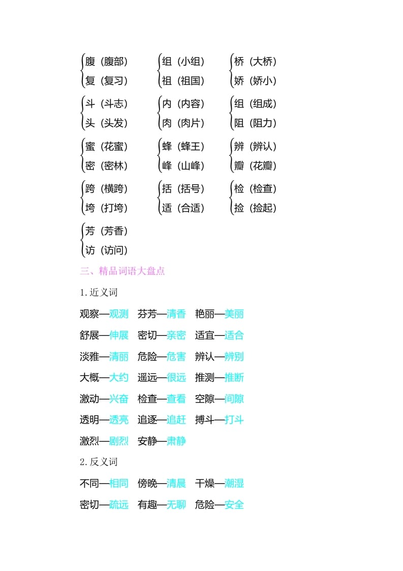 图片[2]-三年级语文下册知识小结-第四单元-学习资料站