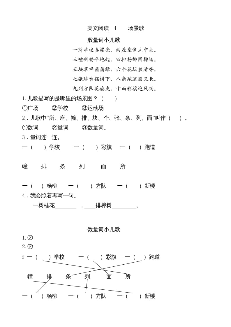 二年级语文上册类文阅读—1场景歌（部编）-学习资料站