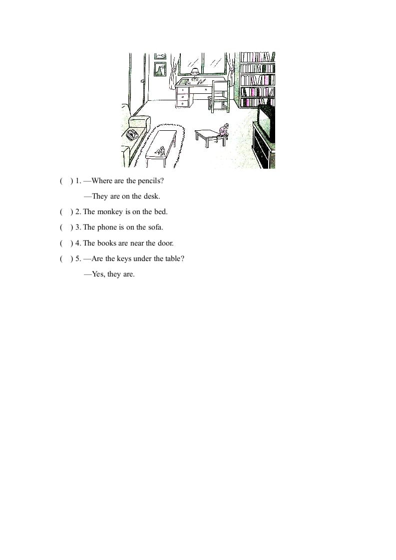 图片[3]-四年级英语上册Unit4_B_阶段训练（人教版一起点）-学习资料站
