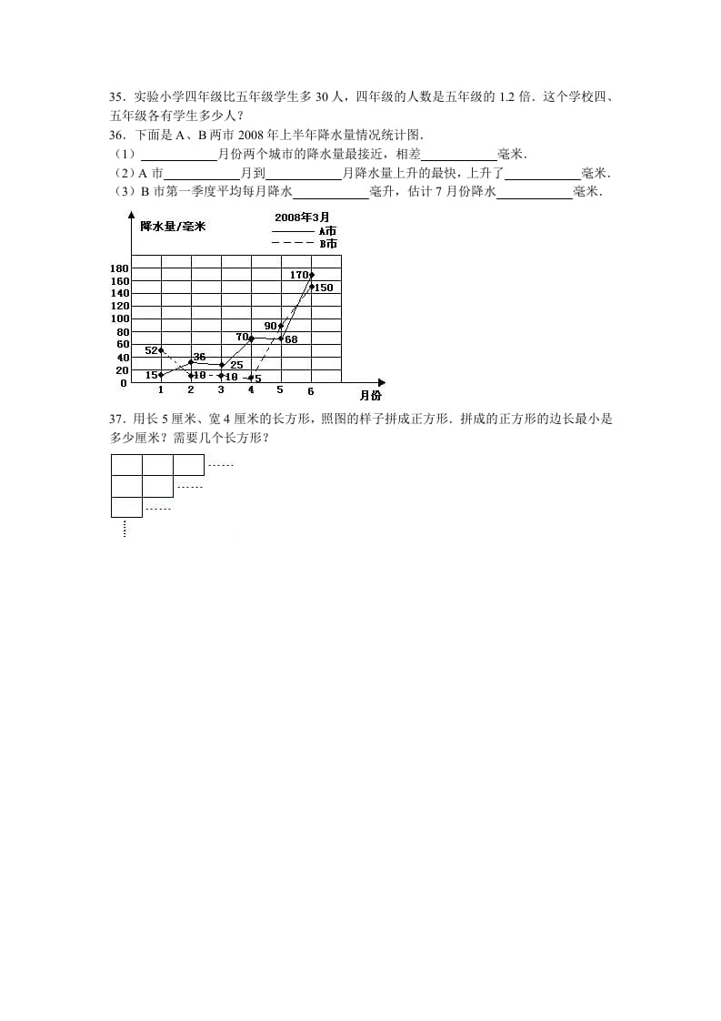 图片[3]-五年级数学下册苏教版下学期期中测试卷11-学习资料站