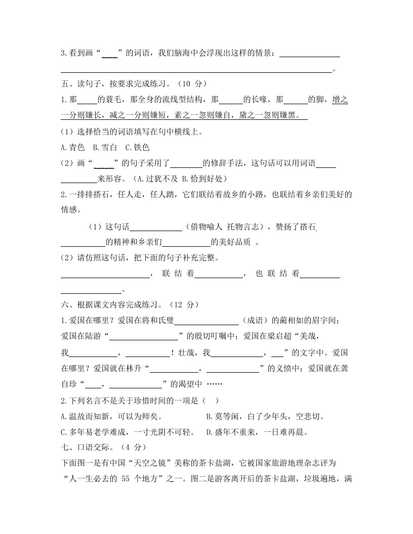 图片[3]-五年级语文上册上期中综合测评卷（二）（部编版）-学习资料站
