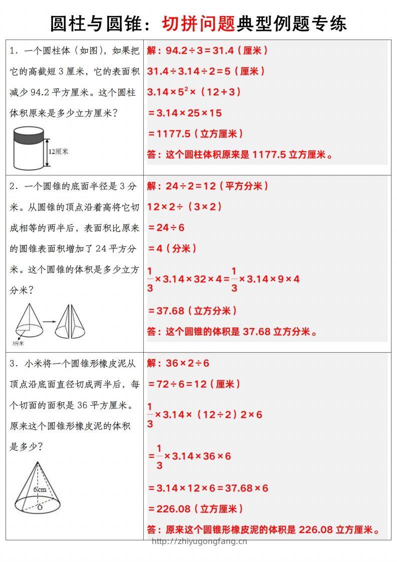 图片[2]-六下数学【圆柱与圆锥典型例题专练】-学习资料站