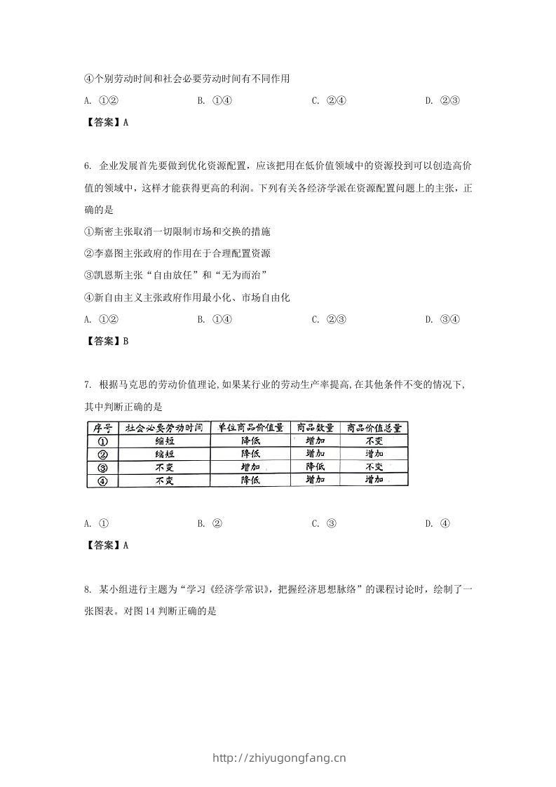 图片[3]-2019-2020年北京市房山区高二政治下学期期末试题及答案(Word版)-学习资料站