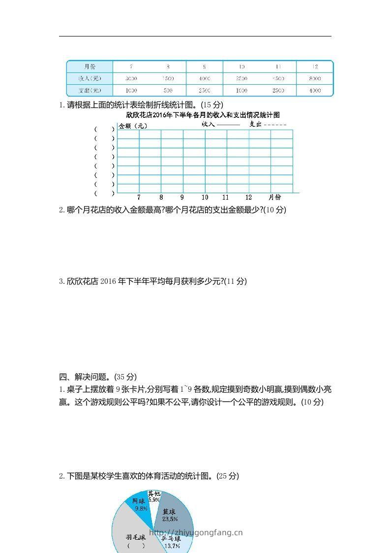 图片[2]-六下青岛63版数学期末统计与概率专项检测卷（2）-学习资料站