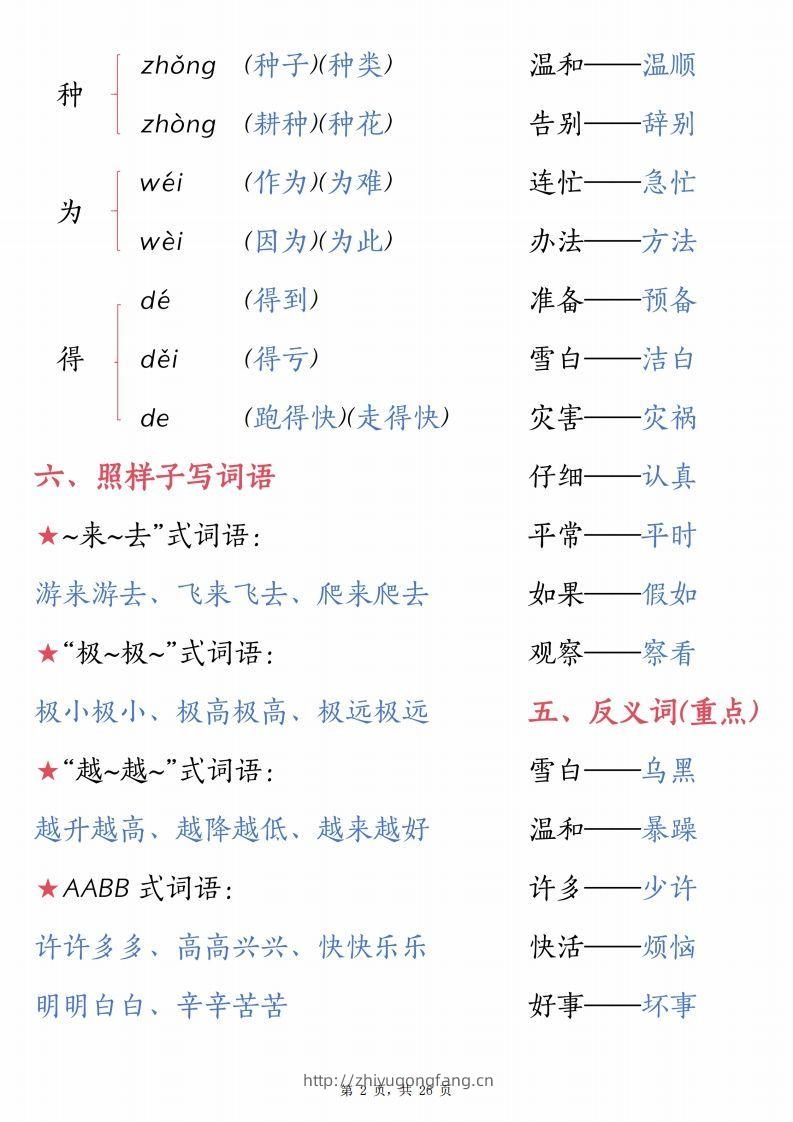 图片[2]-【1-8单元汇总知识要点（26页）】二上语文-学习资料站