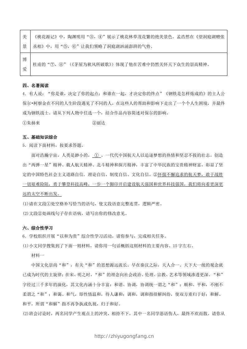 图片[2]-2022-2023学年河南省洛阳市嵩县八年级下学期期末语文试题及答案(Word版)-学习资料站