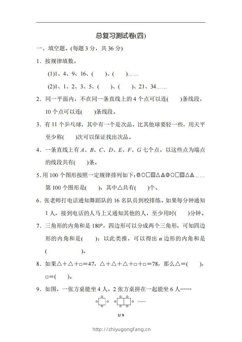 六（下）人教版数学期末总复习测试卷(四)-学习资料站