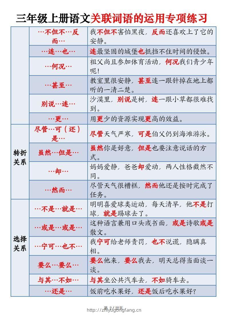 图片[2]-【期末关联词语的运用专项练习】三上语文-学习资料站