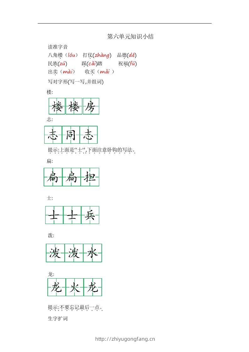 二上语文第六单元知识重点-学习资料站