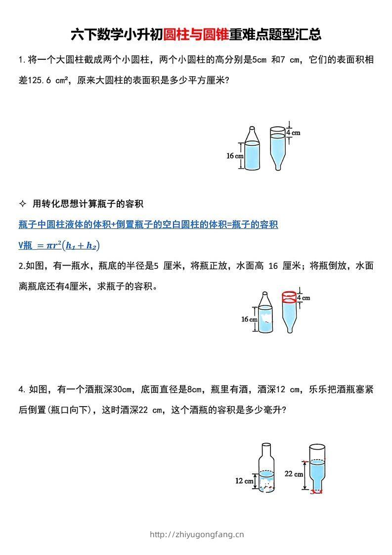 小升初数学【圆柱与圆锥重难点题型汇总】-学习资料站