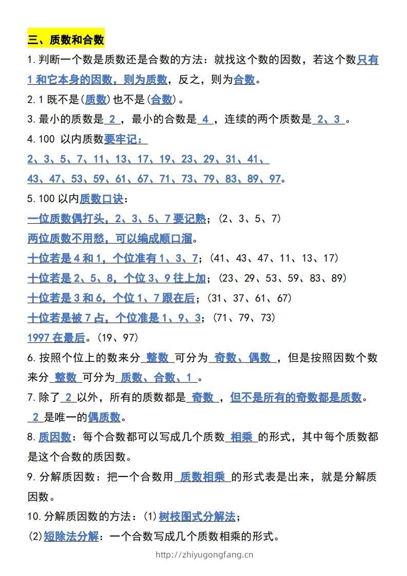 图片[2]-五年级下册数学开学必背知识考点-学习资料站