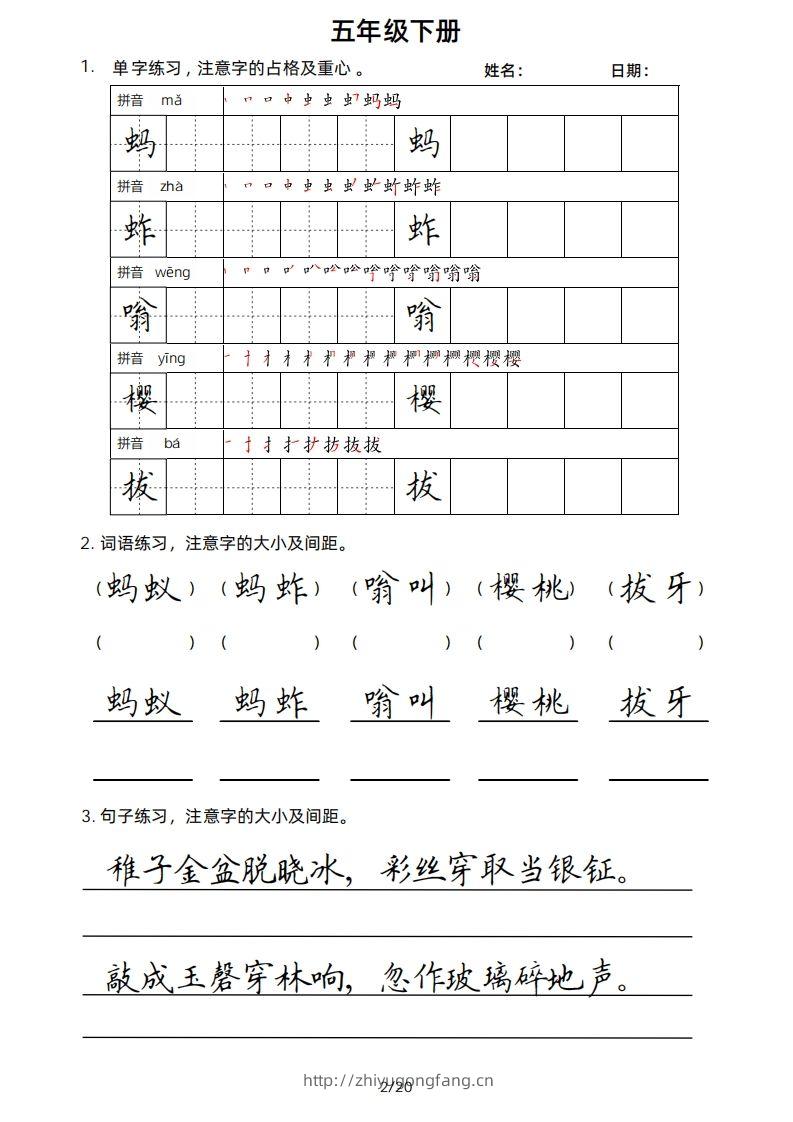 图片[2]-5年级下楷书-学习资料站