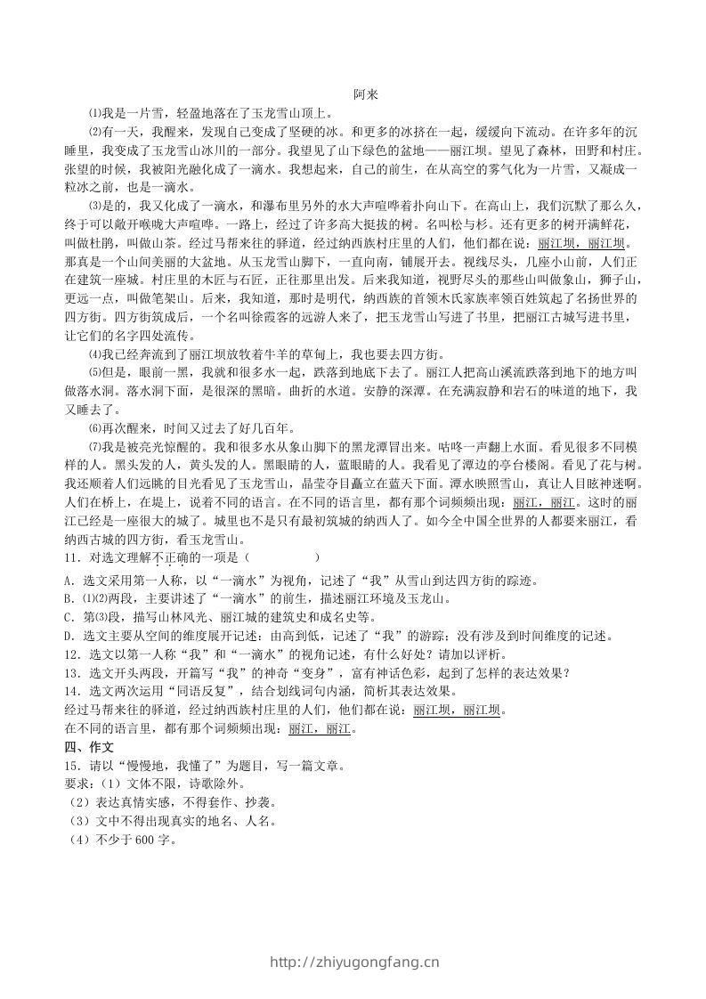 图片[3]-2020-2021学年部编版八年级语文下册第五单元训练试题及答案(Word版)-学习资料站