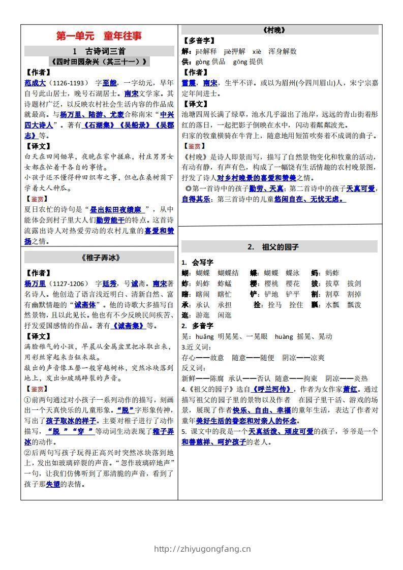 【课课贴】五下语文-学习资料站