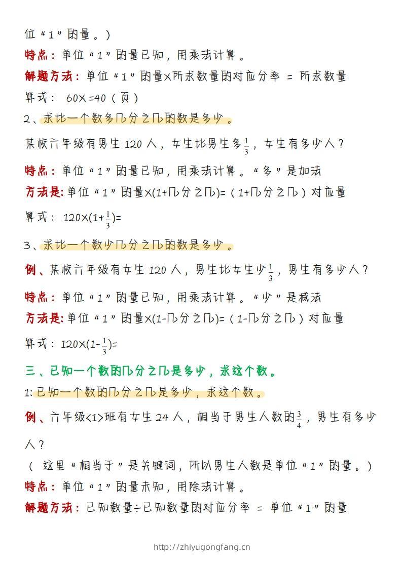 图片[2]-《分数应用题题型理论总结》六下数学【北师版】-学习资料站