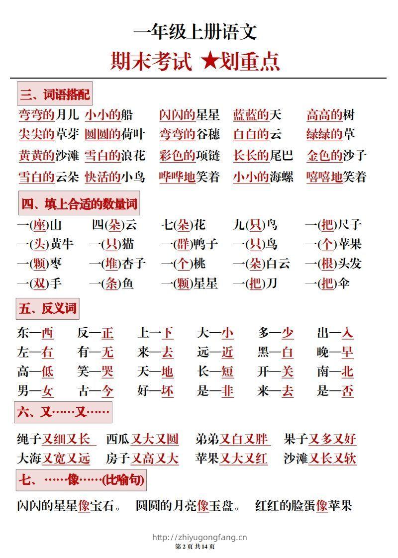 图片[2]-一年级上册语文期末考试划重点-学习资料站