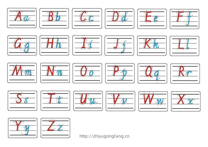 【控笔】字母描红+笔顺彩色款-学习资料站