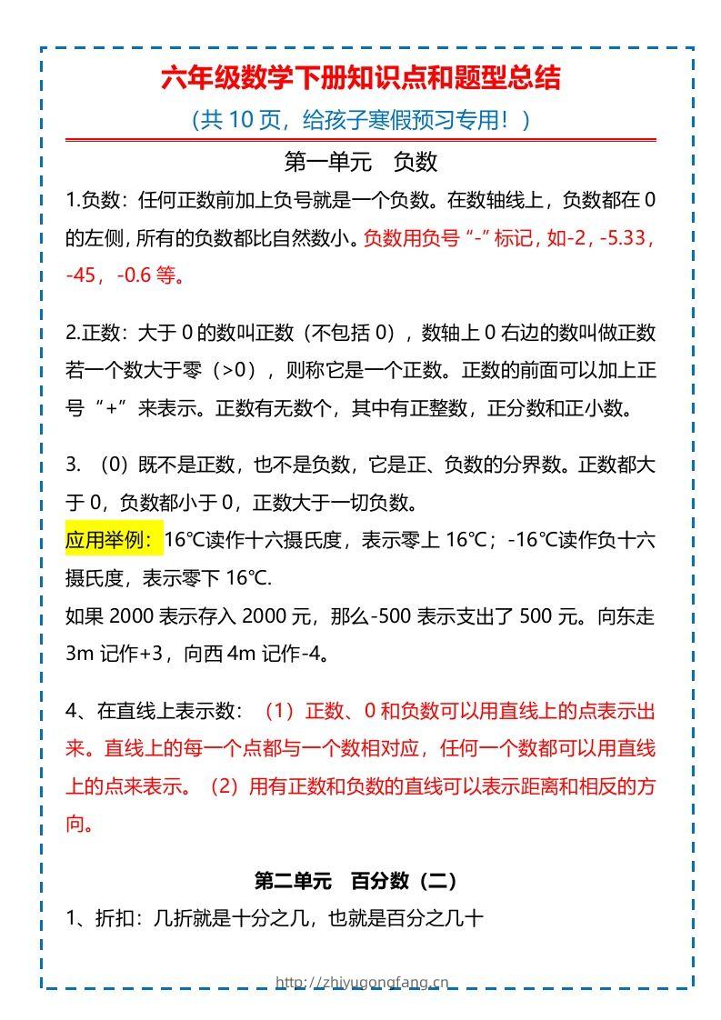 六下数学知识点归纳-学习资料站