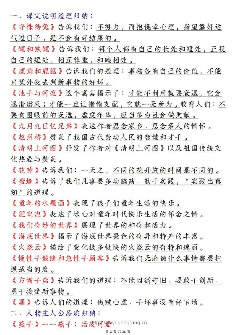 图片[2]-期末复习重点知识汇总三下语文-学习资料站
