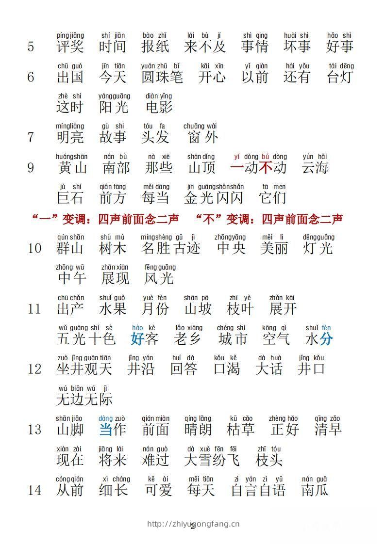 图片[2]-二年级语文上册词语表拼音版-学习资料站