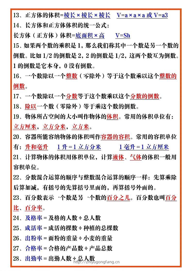 图片[2]-五年级数学下册必考重点公式（开学必背通用）-学习资料站