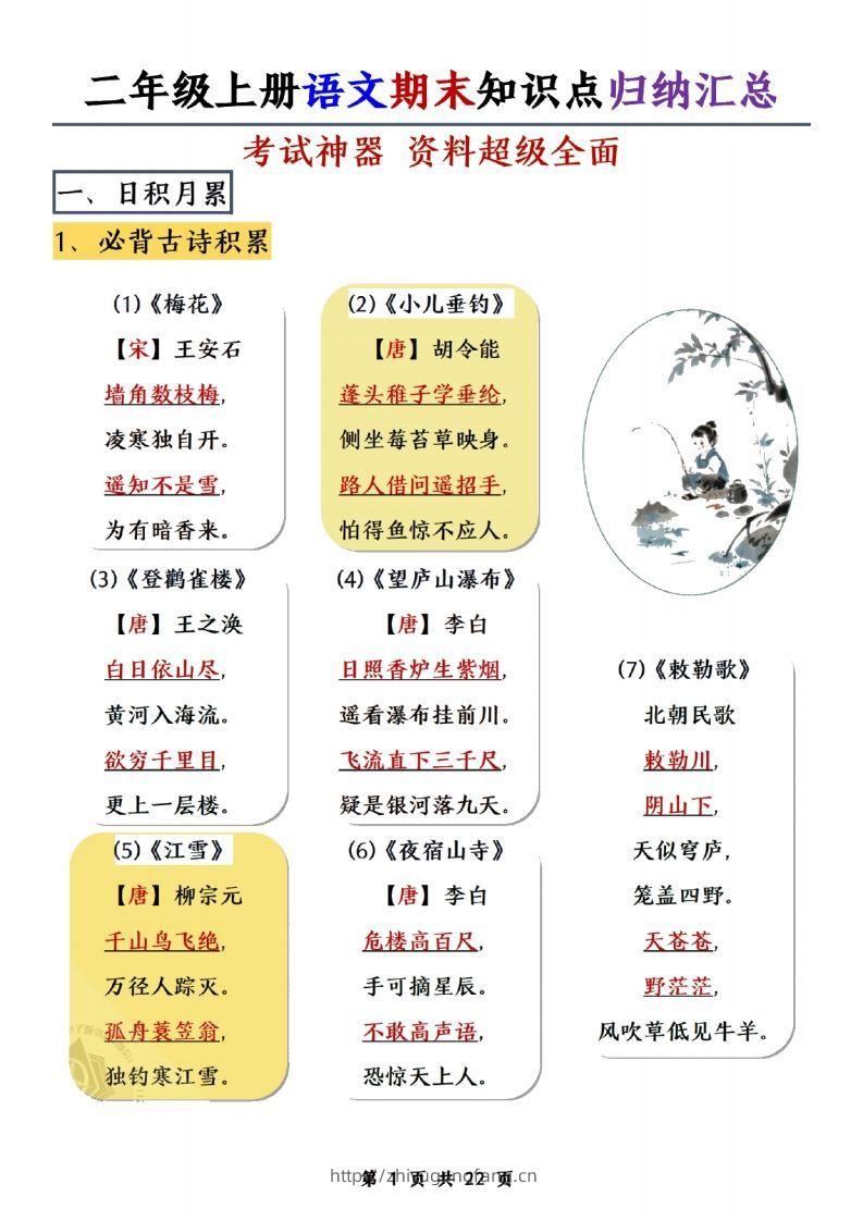 二年级上册语文期末知识点归纳汇总(1)-学习资料站