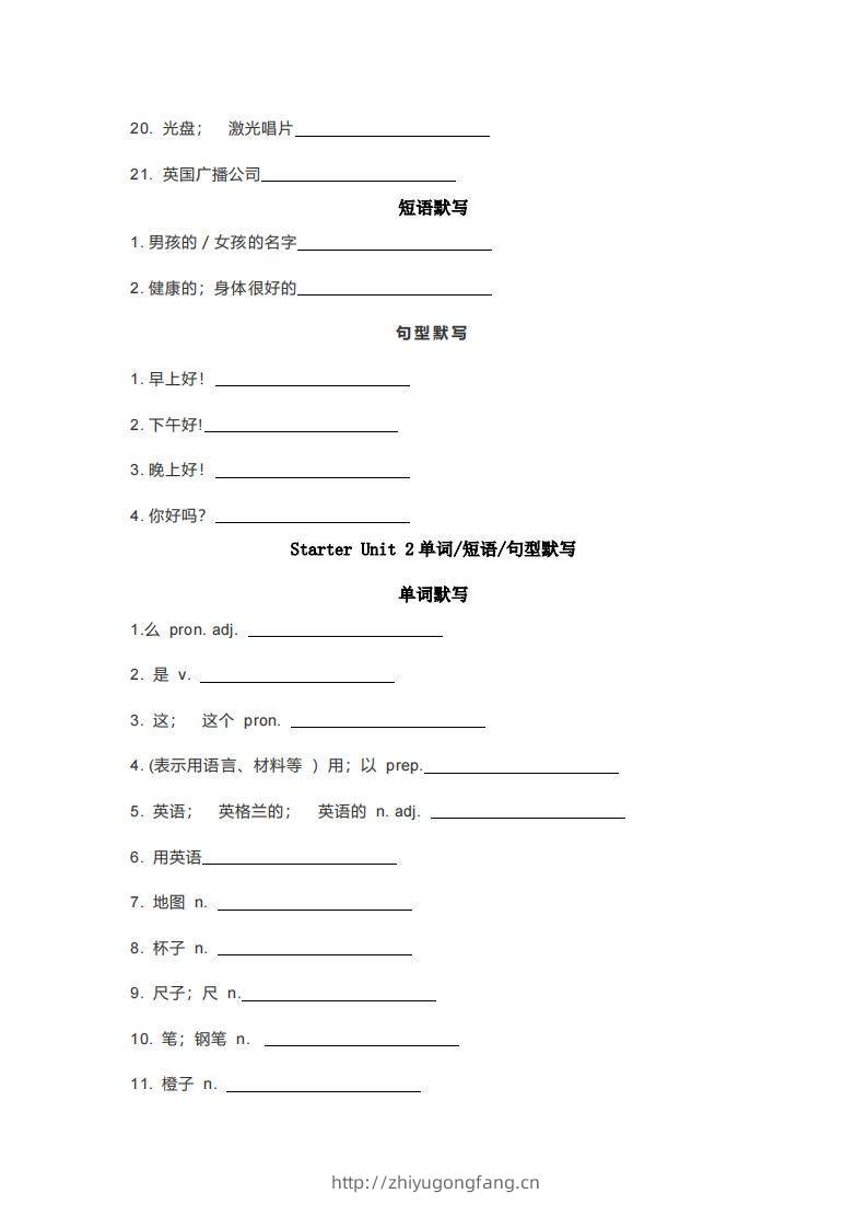 图片[2]-七年级上册英语重点词汇短语句型默写版-学习资料站