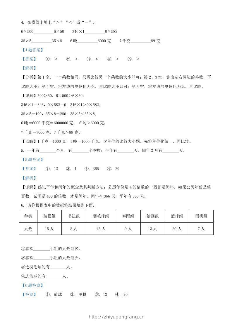 图片[3]-2020-2021年江苏苏州市吴江区苏教版三年级下册期末数学试卷及答案(Word版)-学习资料站
