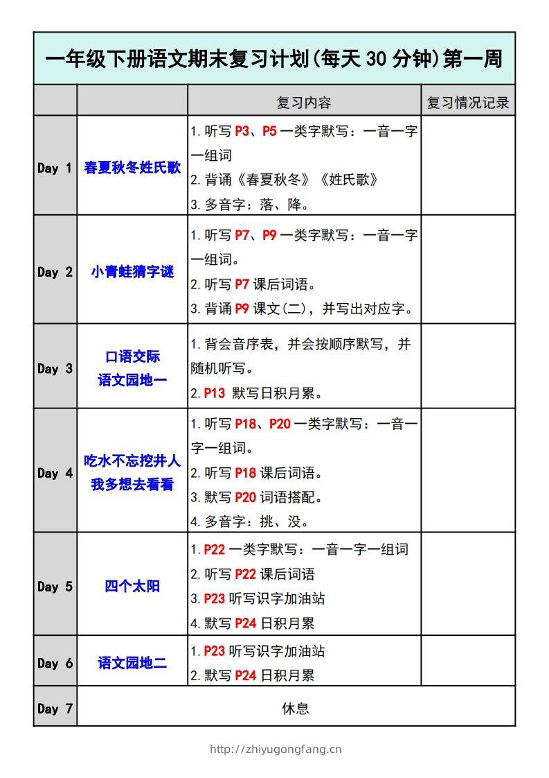 —年级下册语文期末复习计划-学习资料站