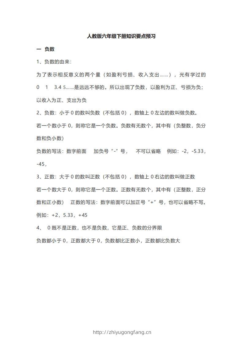 数学六年级下册必背知识点汇总-学习资料站