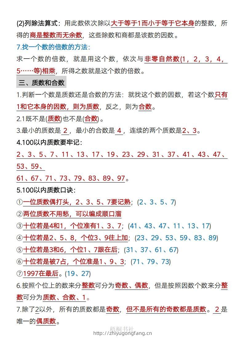图片[2]-数学五年级下册必背知识点汇总-学习资料站