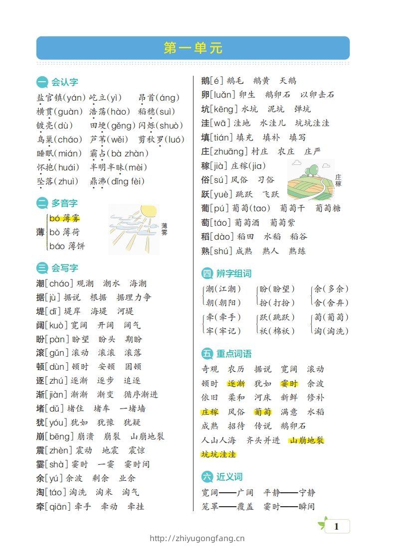 四（上）语文期末（核心考点梳理）-学习资料站