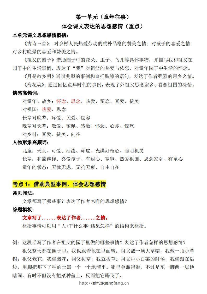 图片[2]-五下语文阅读理解与答题模板(37页)-学习资料站