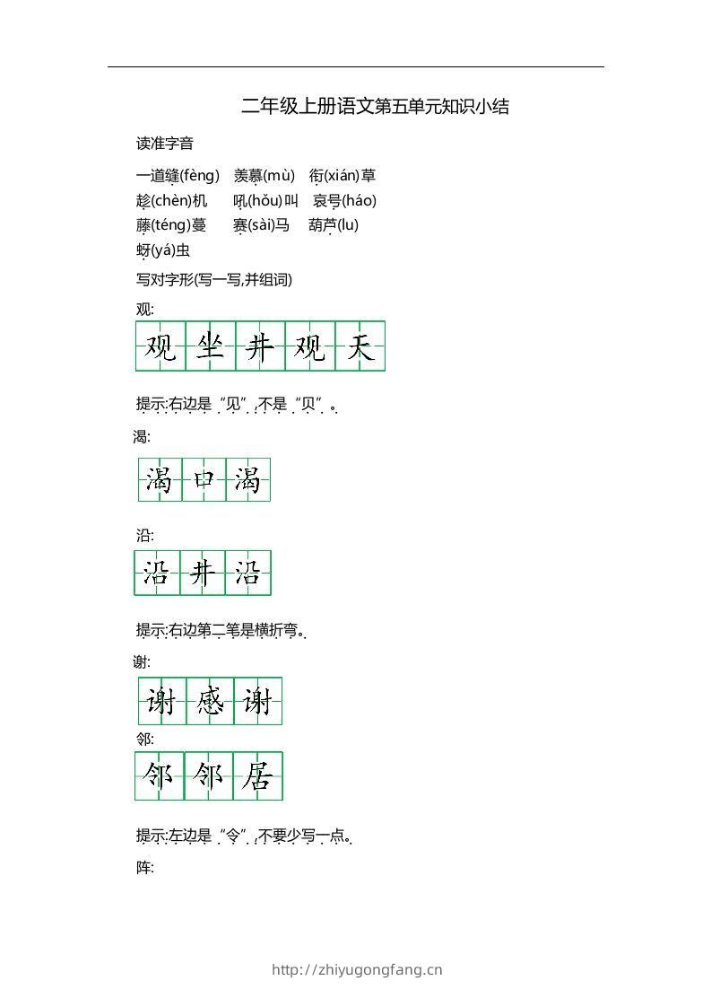 二上语文第五单元知识重点-学习资料站