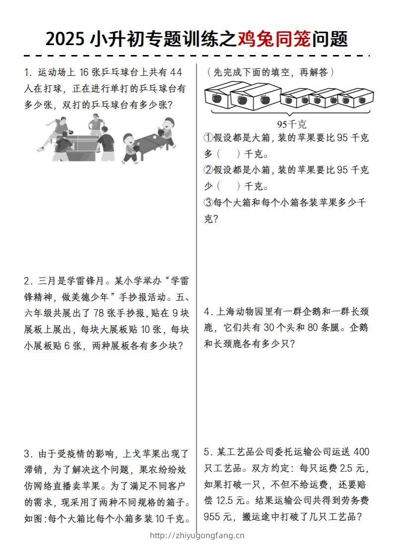 2025小升初专题训练之鸡兔同笼问题-学习资料站