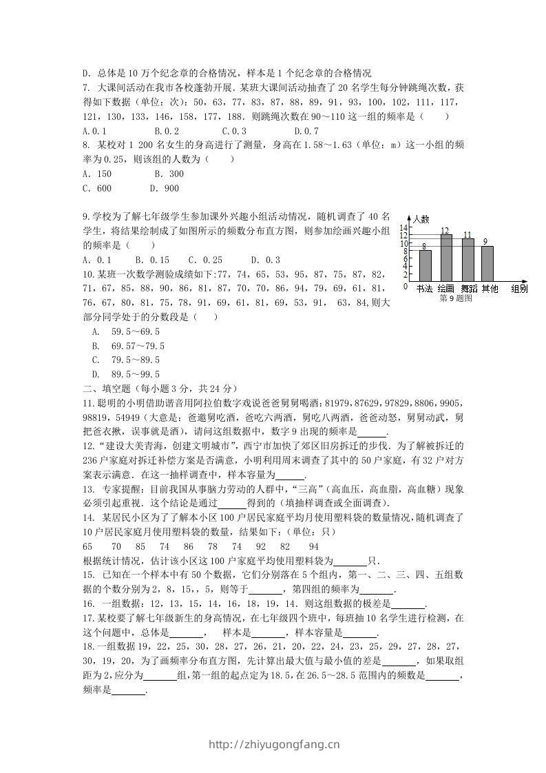 图片[2]-七年级下册数学第十章试卷及答案人教版(Word版)-学习资料站
