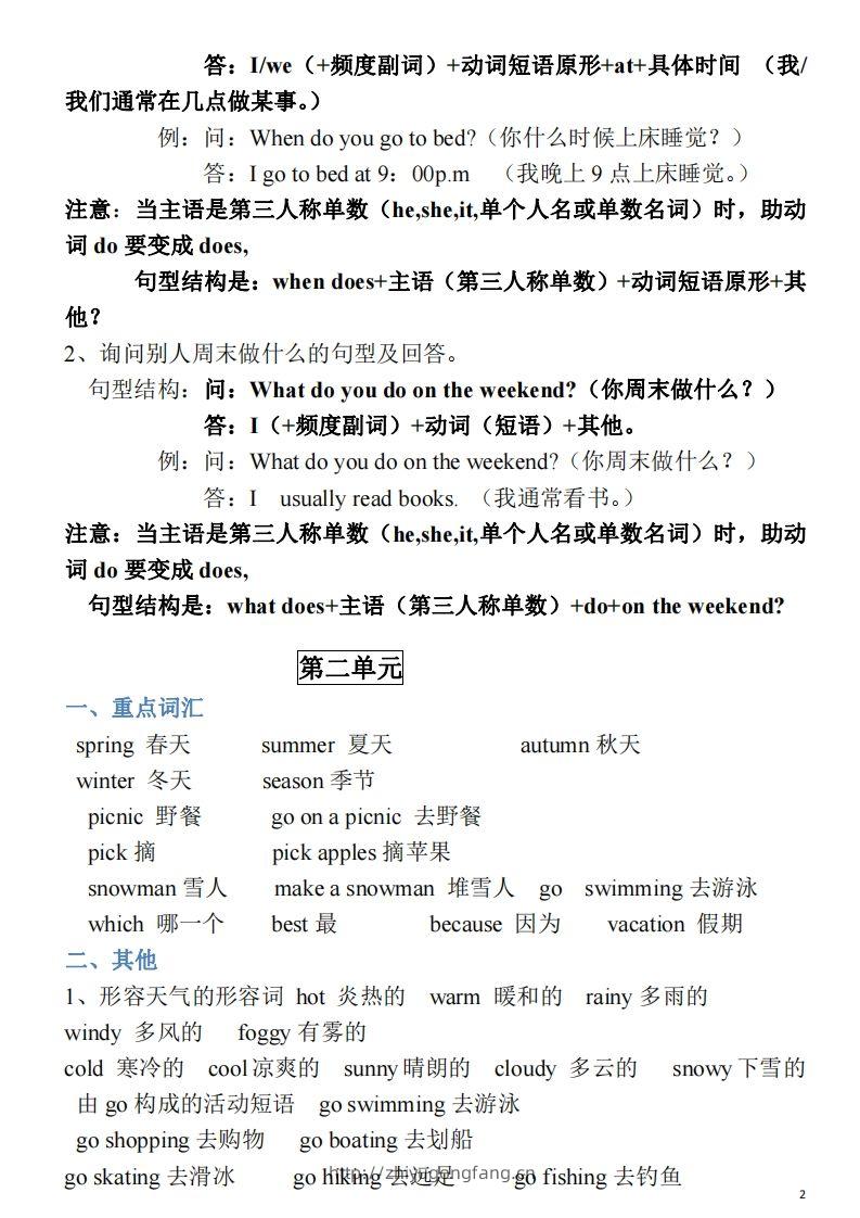 图片[2]-五年级英语下册素材-单词、短语、句型期末重点知识归纳（人教PEP版）-学习资料站