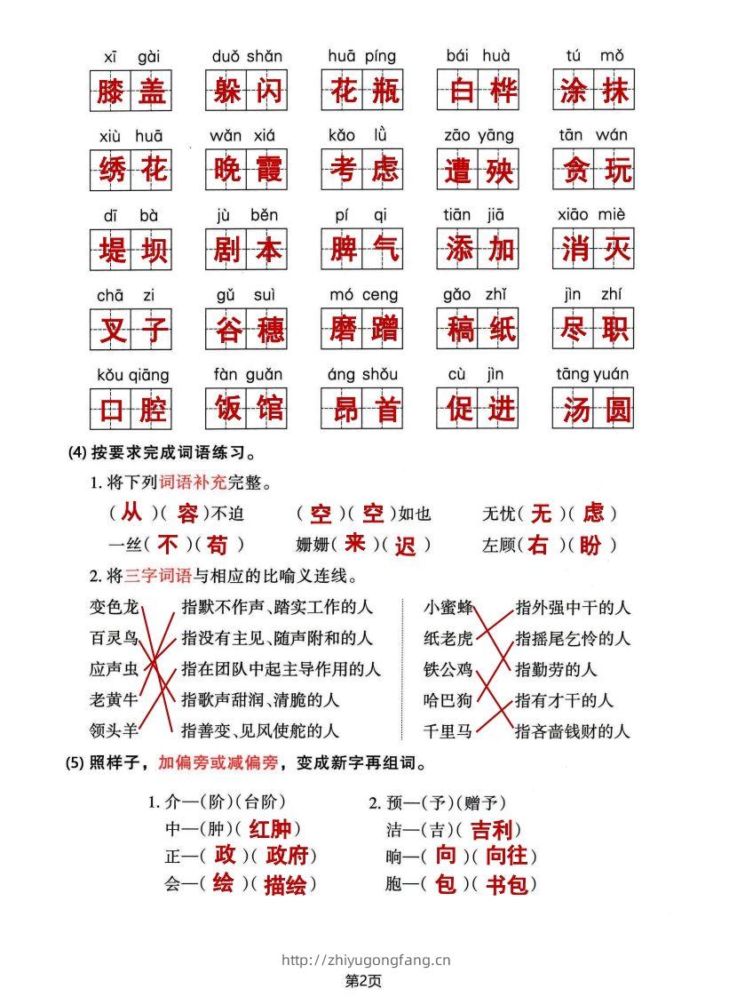 图片[2]-√四年级下册语文期中归类整合复习卷，考查内容1-4单元-学习资料站