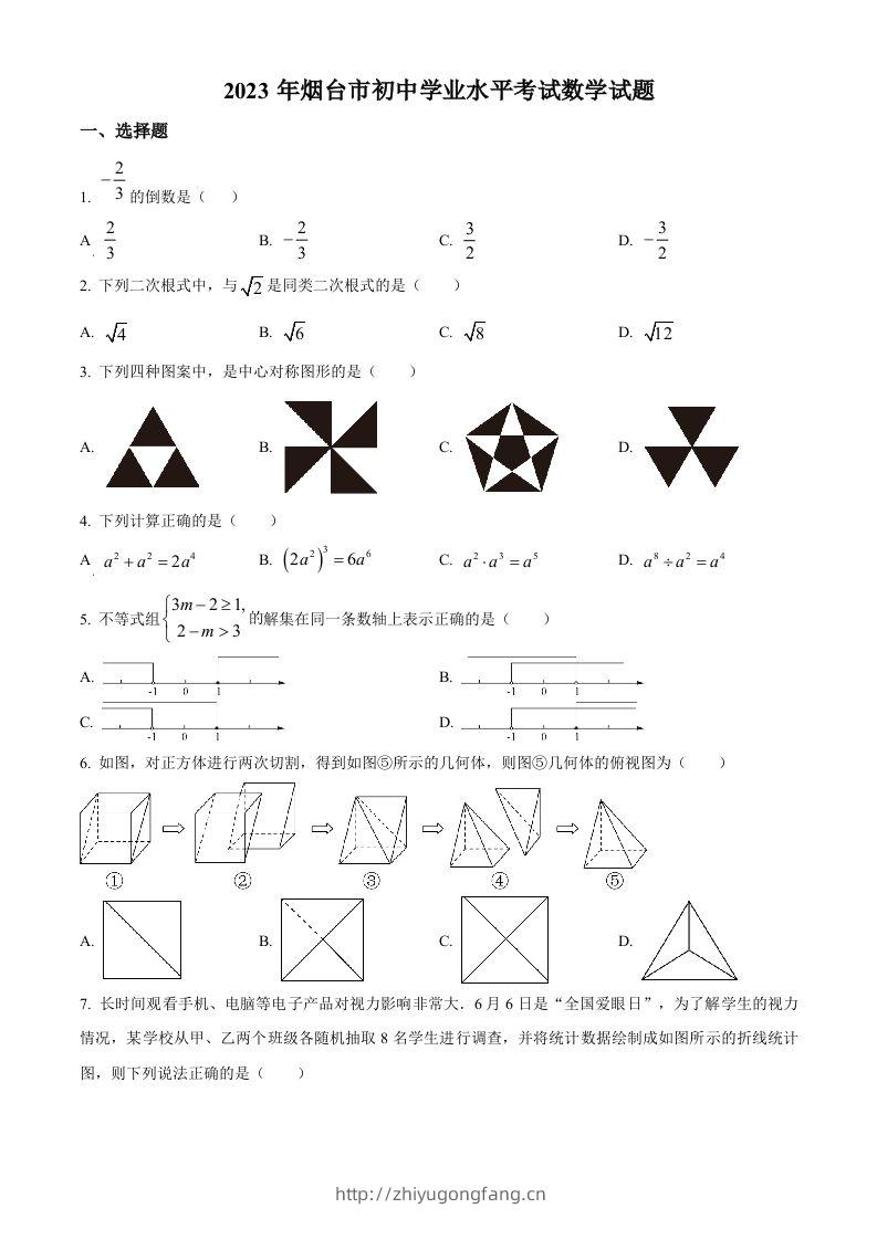 2023年山东省烟台市中考数学真题（空白卷）-学习资料站