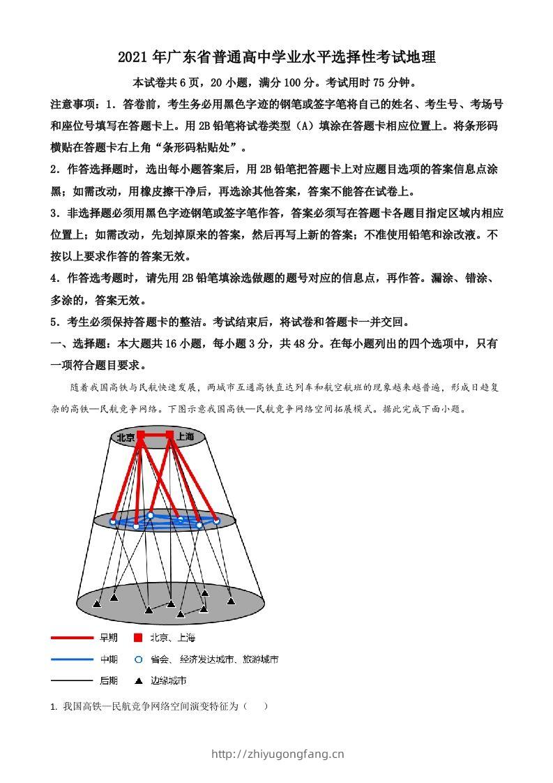 2021年高考地理试卷（广东）（空白卷）-学习资料站