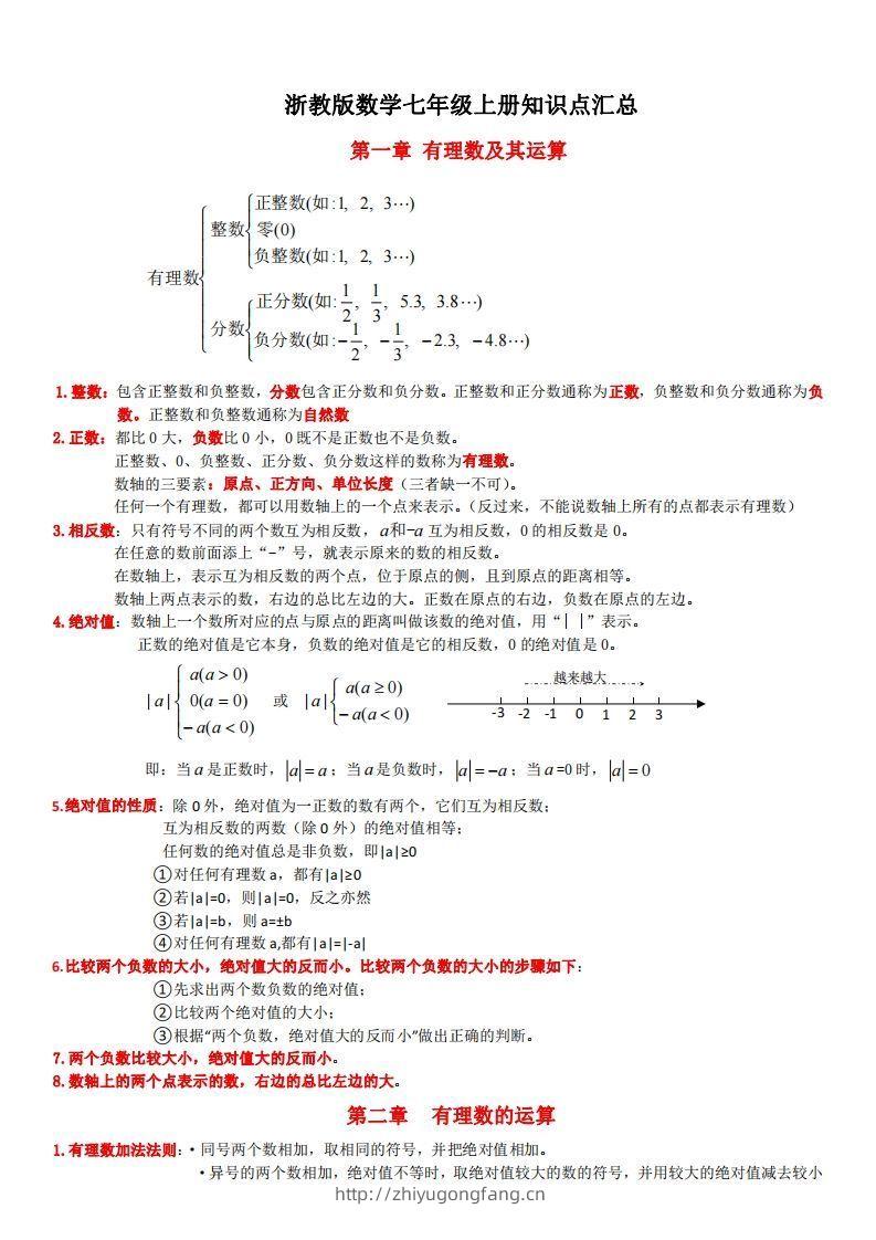 浙教版数学七年级上知识点总结(1)-学习资料站