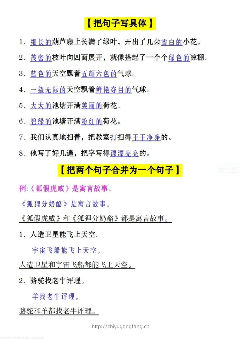 图片[3]-二上语文：句子类型总结-学习资料站