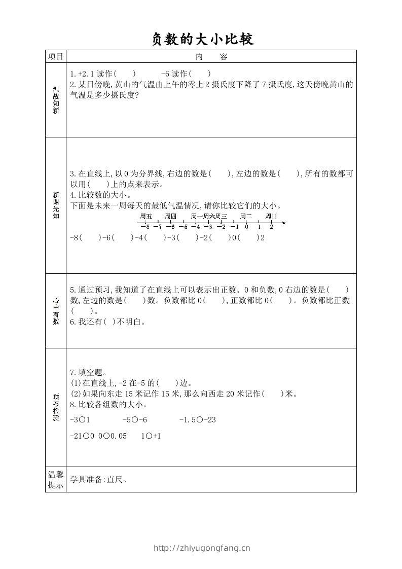 图片[2]-六年级数学下册全册学生课前预习单（人教版）-学习资料站