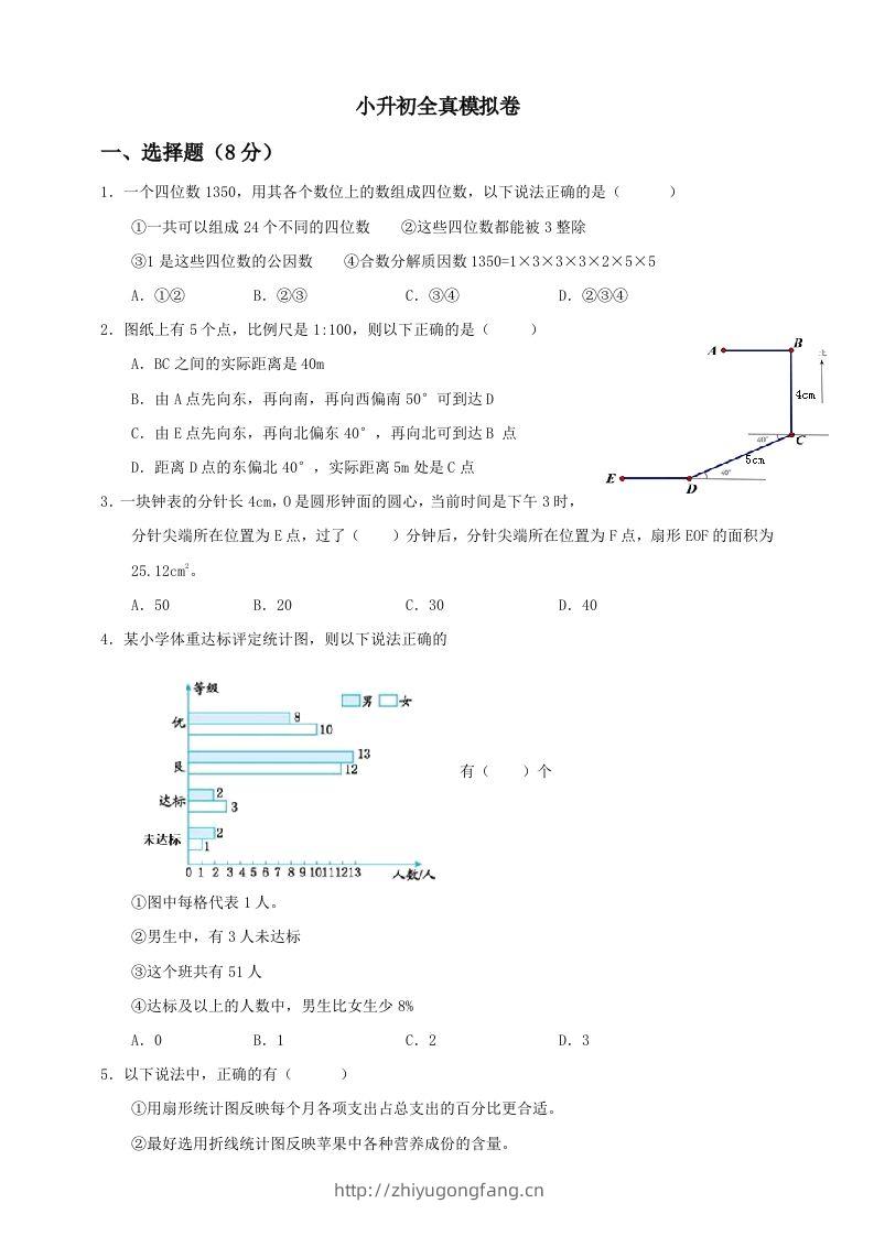 小升初数学全真模拟卷（三）人教版含答案-学习资料站