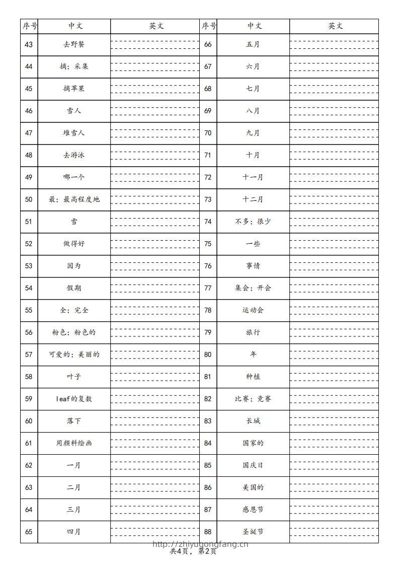 图片[2]-【默写】25春人教pep五下英语单词默写表（4页）-学习资料站